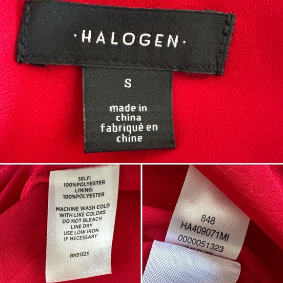 Halogen red v-neck empire waist gown maxi dress satin S - Picture 12 of 13